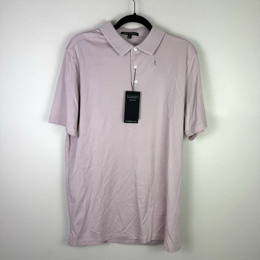 Robert Barakett Men's Polo Shirt Flaw Pink Pima Cotton Luxury Knit Large Soft — image 2 of 8